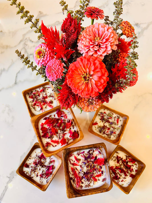 Small Celosia Dough Bowl Candle