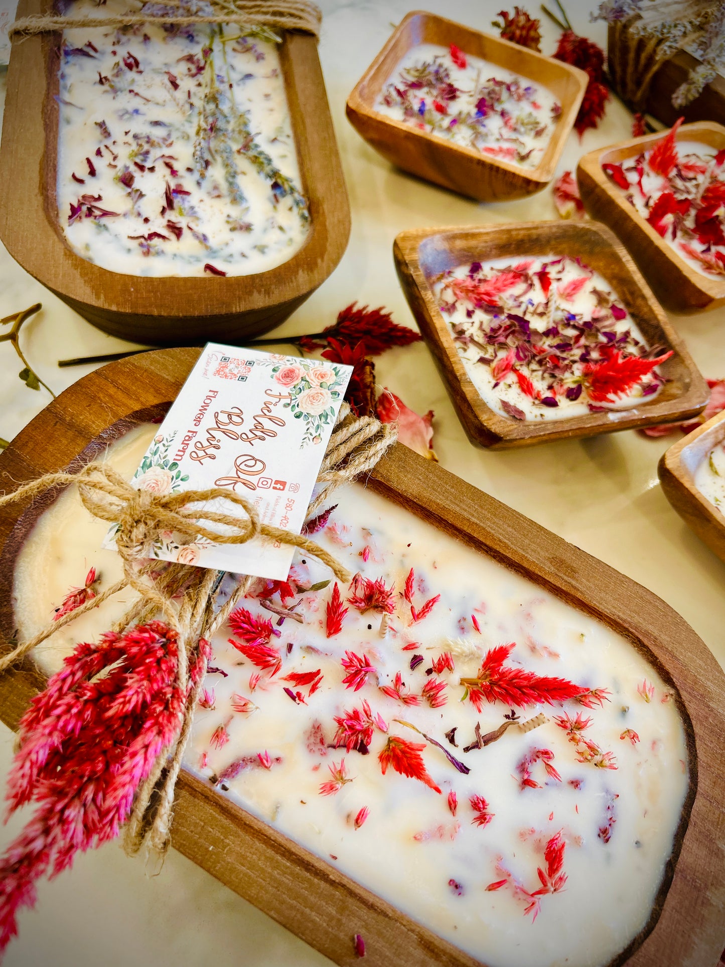 Large Celosia Dough Bowl Candle