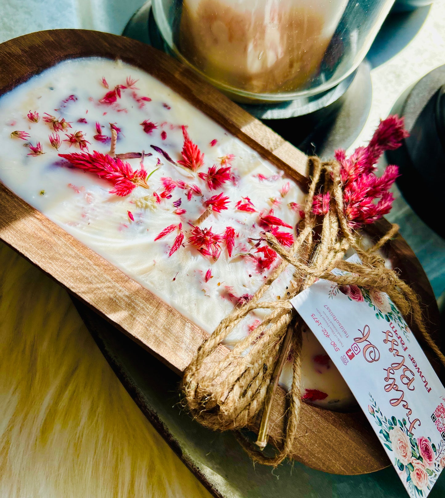 Large Celosia Dough Bowl Candle