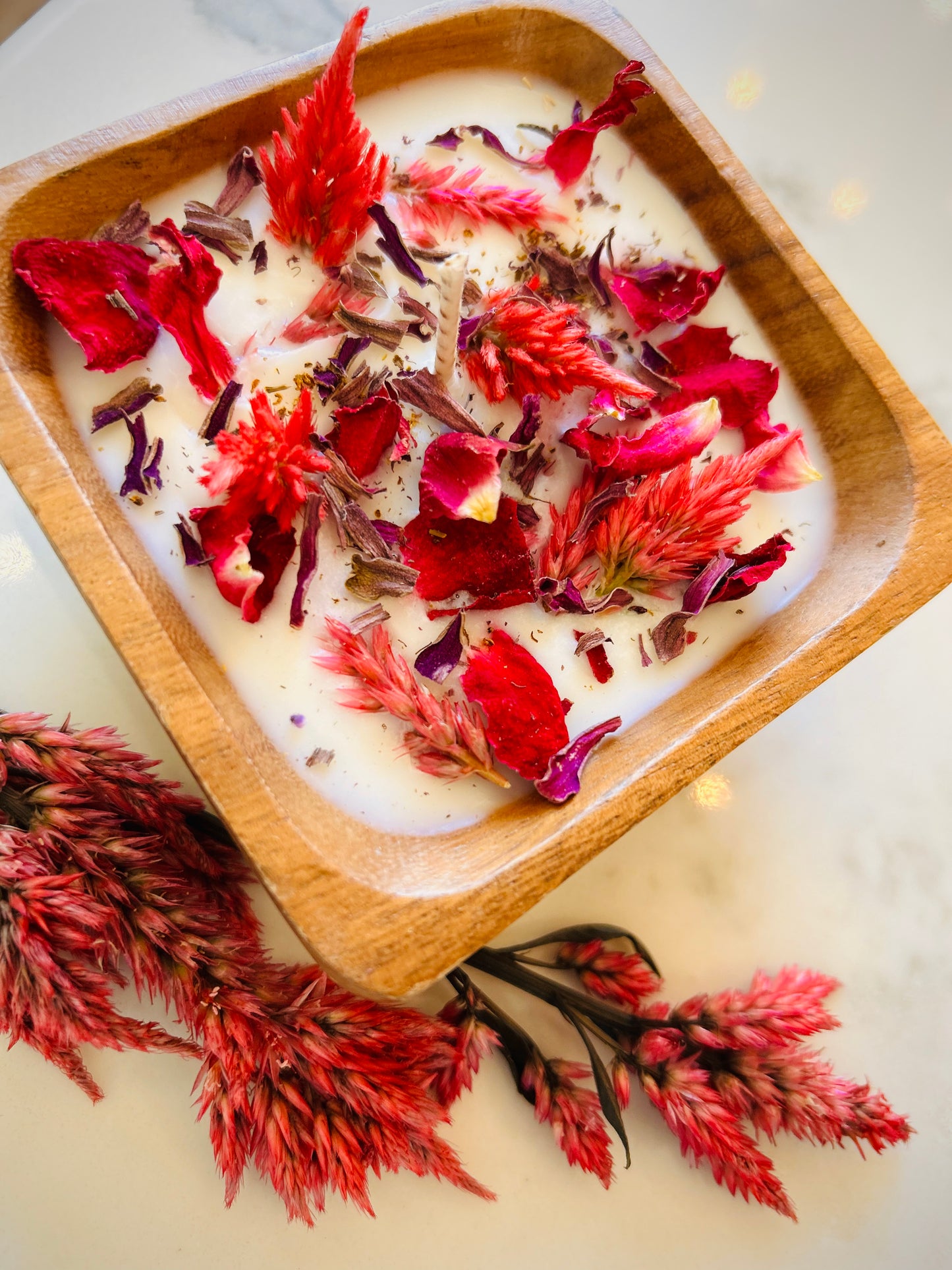 Small Celosia Dough Bowl Candle