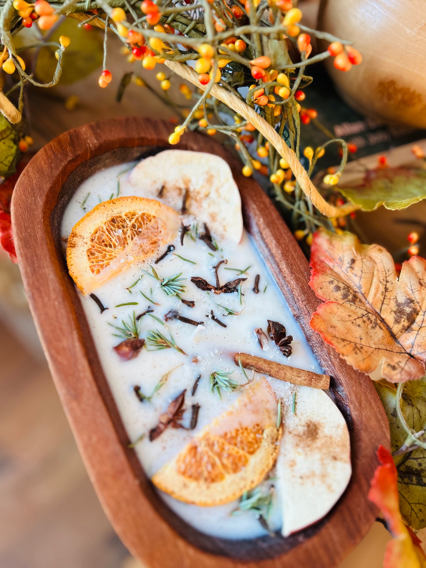 Large Mahogany Teakwood Candle