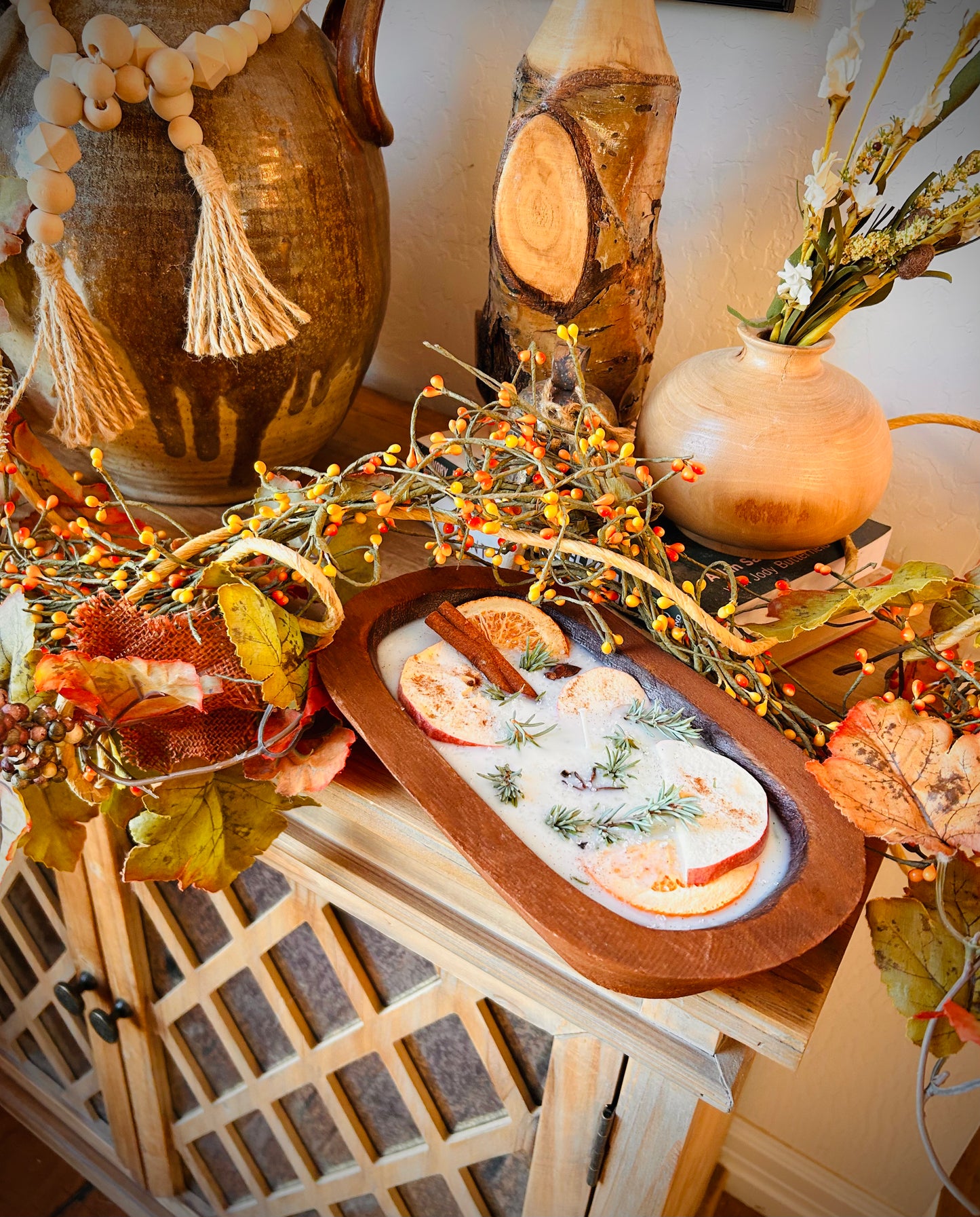 Large Mahogany Teakwood Candle