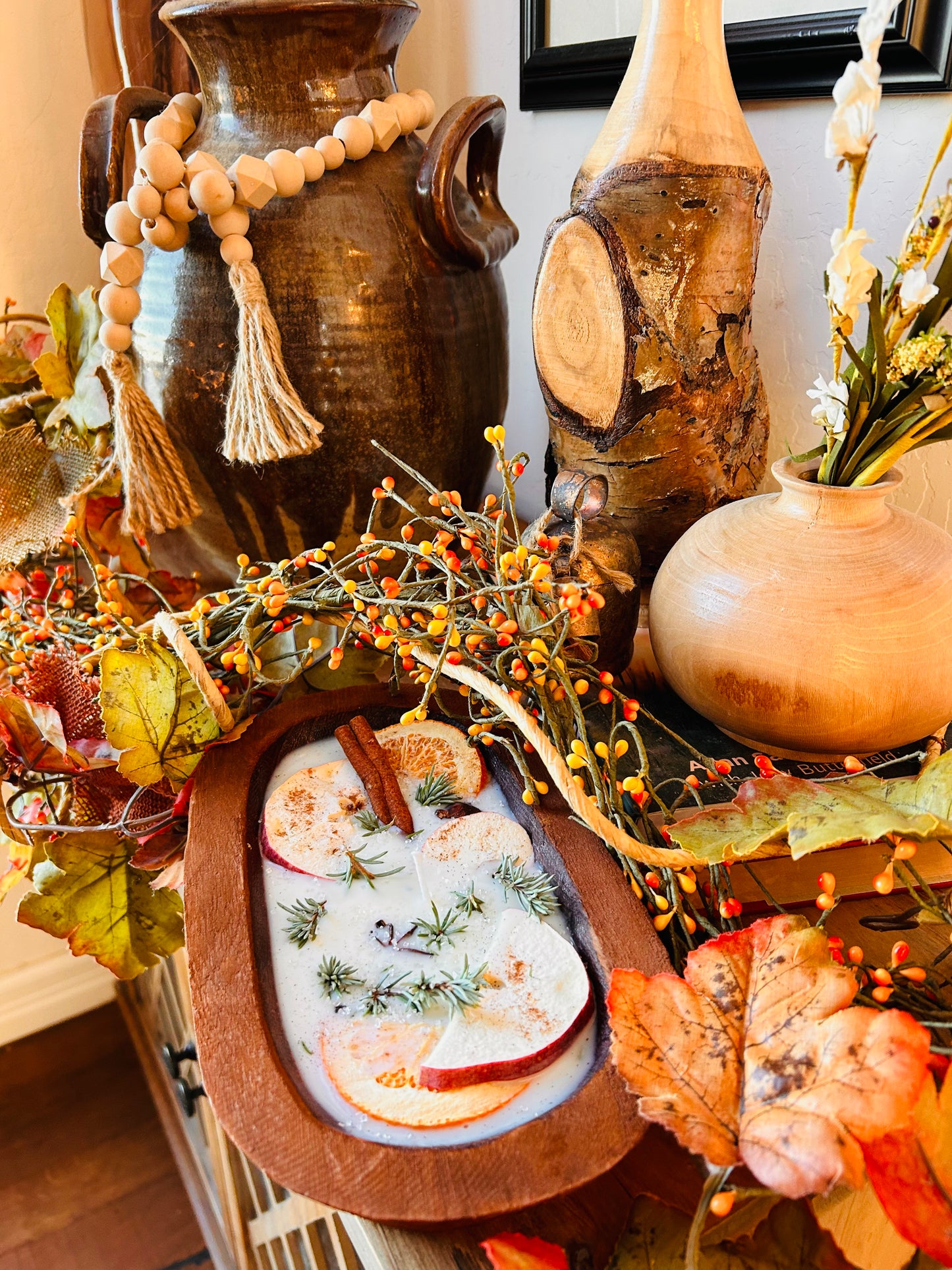 Large Mahogany Teakwood Candle